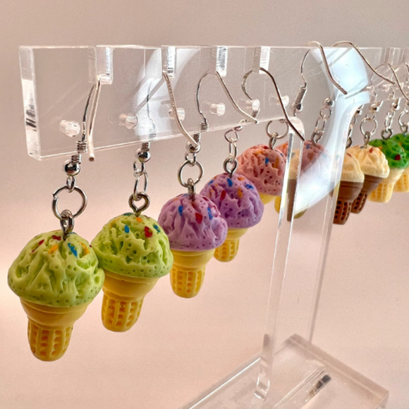 Ice Cream Earrings - Summer Earrings - Beach Vacation Earrings - Dessert Earring - Picture 3 of 10